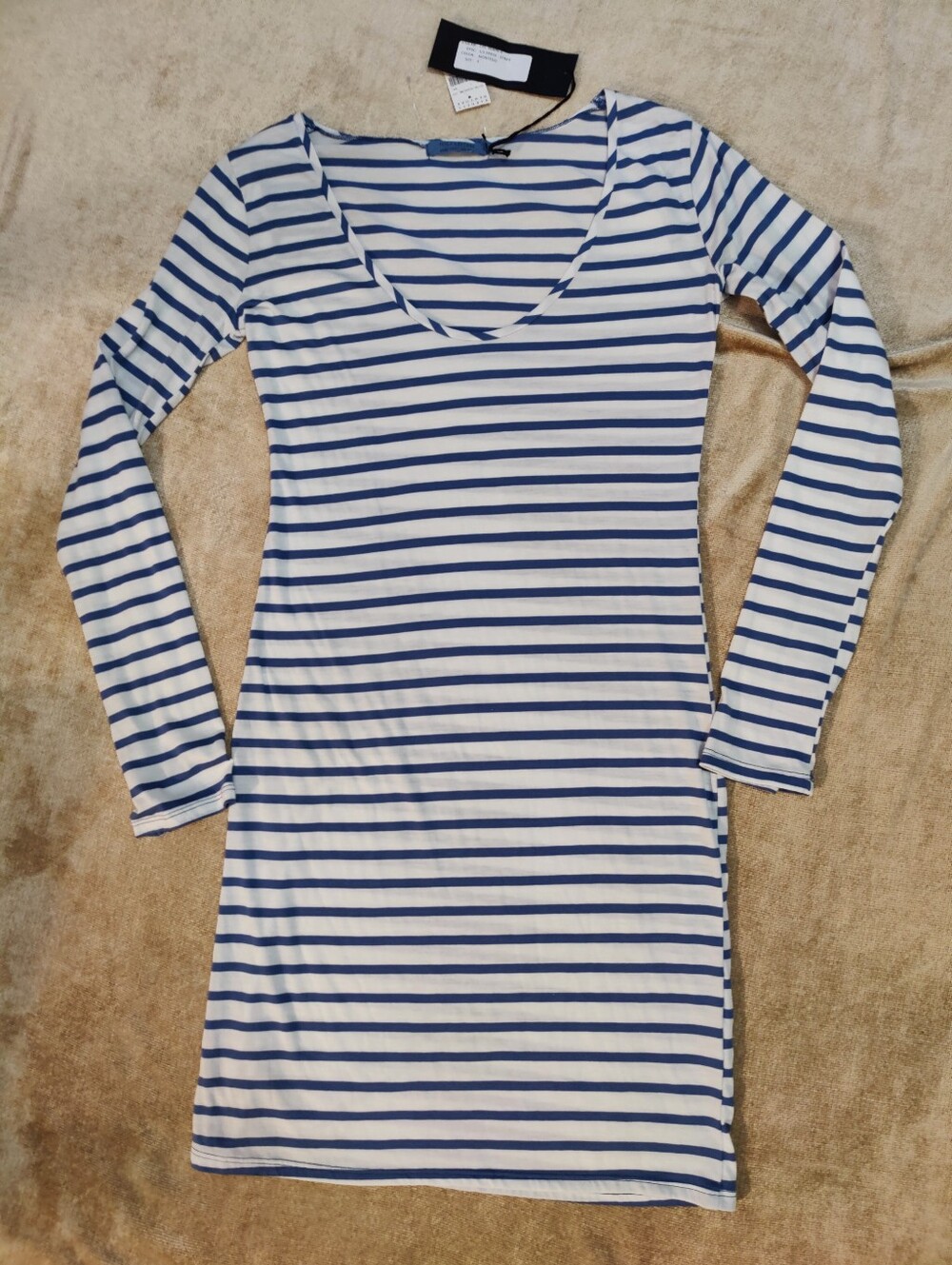 Nili Lotan Blue White Strip Scoop-Neck Dress - Size S